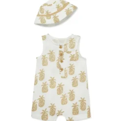 Little Me - Baby Boy Pineapple Romper Hat, Tan