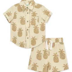 Little Me - Baby Boy Pineapple Woven Short Set, Tan