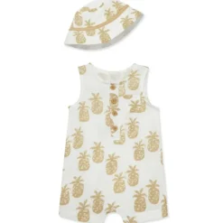 Little Me - Baby Boy Pineapple Romper Hat, Tan