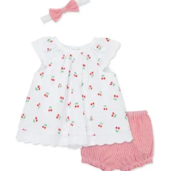 Little Me - Baby Girl Cherry Eyelet Sunsuit, Pink