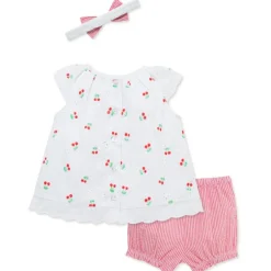 Little Me - Baby Girl Cherry Eyelet Sunsuit, Pink