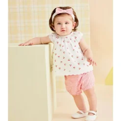 Little Me - Baby Girl Cherry Eyelet Sunsuit, Pink