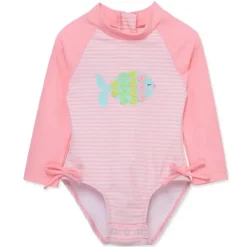 Little Me - Baby Girl Fish 1-Piece Rashguard Swimsuit
