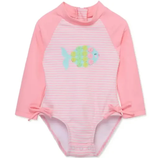 Little Me - Baby Girl Fish 1-Piece Rashguard Swimsuit