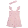 Little Me - Baby Girl Floral Schiffli Woven Romper Pink