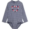 Little Me - Baby Girl Gingham 1-Piece Rashguard Swimsuit Blue