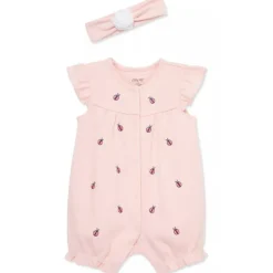 Little Me - Baby Girl Ladybug Romper, Pink