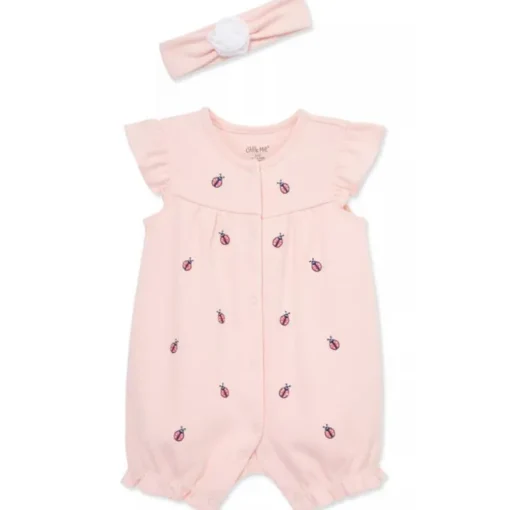 Little Me - Baby Girl Ladybug Romper, Pink