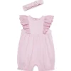 Little Me - Baby Girl Lilac Eyelet Romper & Headband Set
