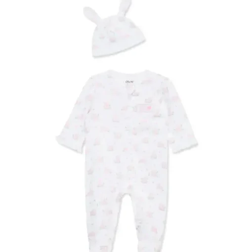 Little Me - Baby Girl Pink Bunny Footie & Hat