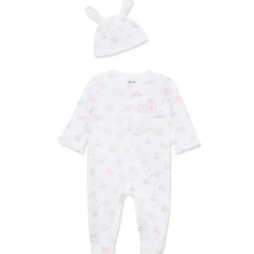 Little Me - Baby Girl Pink Bunny Footie & Hat