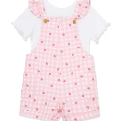 Little Me - Baby Girl Strawberry Knit Shortall Set Pink