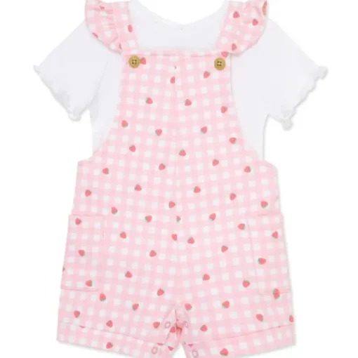 Little Me - Baby Girl Strawberry Knit Shortall Set Pink