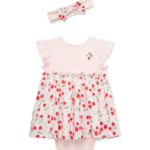 Little Me - Baby Girl Strawberries Bsuit Dress, Pink