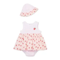 Little Me - Baby Girl Strawberries Popover, Pink