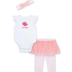 Little Me - Baby Girl Strawberry Check Set Infant,Tunic W/Leggings