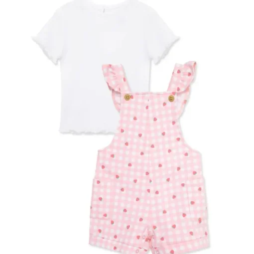 Little Me - Baby Girl Strawberry Knit Shortall Set Pink