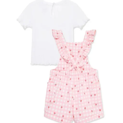 Little Me - Baby Girl Strawberry Knit Shortall Set Pink