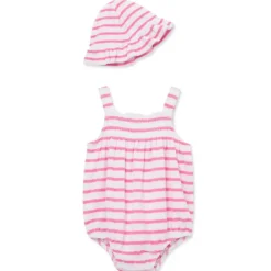 Little Me - Baby Girl Striped Bubble Hat, Pink