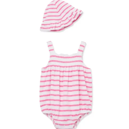 Little Me - Baby Girl Striped Bubble Hat, Pink