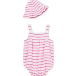 Little Me - Baby Girl Striped Bubble Hat, Pink