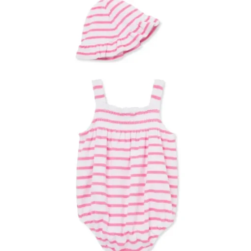 Little Me - Baby Girl Striped Bubble Hat, Pink