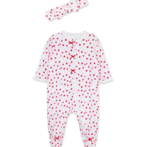 Little Me - Baby Girl Valentine Footie & Headband