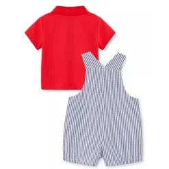 Little Me - Conjunto Baby Boy Crab Shortall, Azul/Vermelho