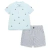 Little Me - Conjunto curto de polo para barco a vela para bebê menino