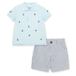 Little Me - Conjunto curto de polo para barco a vela para bebê menino