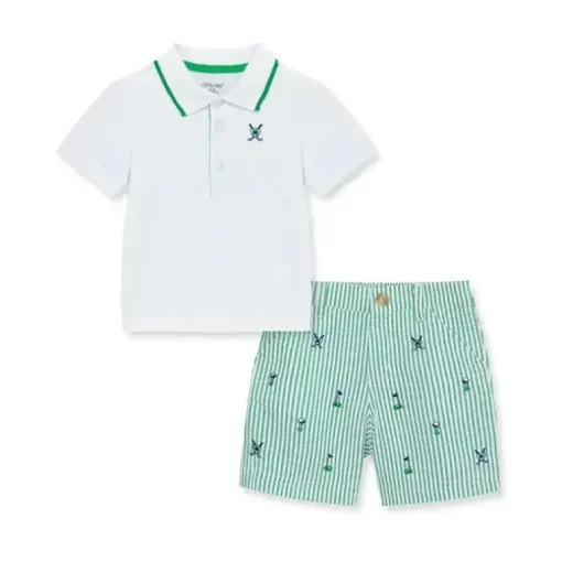 Little Me - Conjunto curto de polo de golfe para bebês