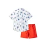 Little Me - Conjunto curto tecido veleiro vermelho - roupas de bebê