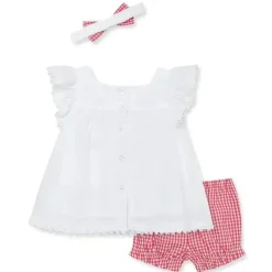 Little Me - Conjunto curto e tiara de tecido morango para bebê menina