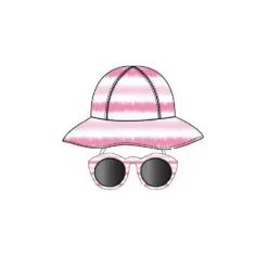 Little Me - Conjunto de 2 peças de chapéu de menina e óculos de sol em rosa/branco, 0/12M