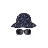 Little Me - Conjunto de 2 peças de chapéu e óculos de sol azul com corações de arco-íris, 0/12M
