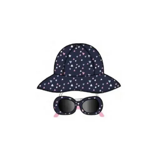 Little Me - Conjunto de 2 peças de chapéu e óculos de sol azul com corações de arco-íris, 0/12M