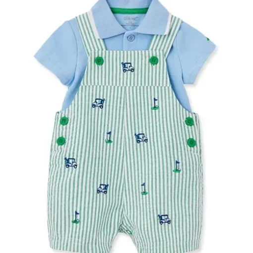 Little Me - Conjunto de bermuda de golfe tecido para bebê, verde
