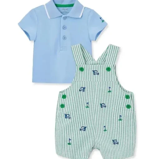 Little Me - Conjunto de bermuda de golfe tecido para bebê, verde
