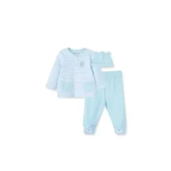 Little Me - Conjunto de cardigã com listras Dreamy Bears, azul