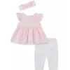 Little Me - Conjunto de ilhós de bebê menina, branco/rosa