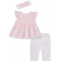 Little Me - Conjunto de ilhós de bebê menina, branco/rosa