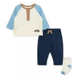 Little Me - Conjunto de joggers coloridos para bebês meninos com meias
