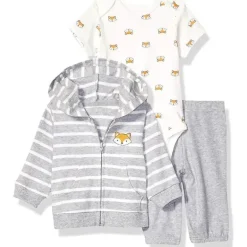 Little Me - Conjunto de Moletom Fox 3 Pc, Cinza