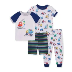 Little Me - Conjunto de pijama de construção para meninos 4Pk