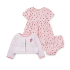 Little Me - conjunto de vestido morango menina, rosa