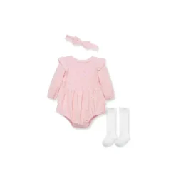 Little Me - Conjunto Shine Romper Macacão/Meias, Rosa