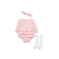 Little Me - Conjunto Shine Romper Macacão/Meias, Rosa