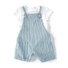 Little Me - Conjunto Shortall Mini Stripe - Azul - Roupa de bebê