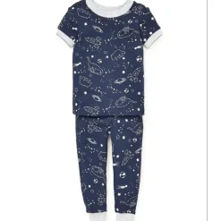 Little Me - Estrelas 4 peças de pijama de algodão, rosa multi