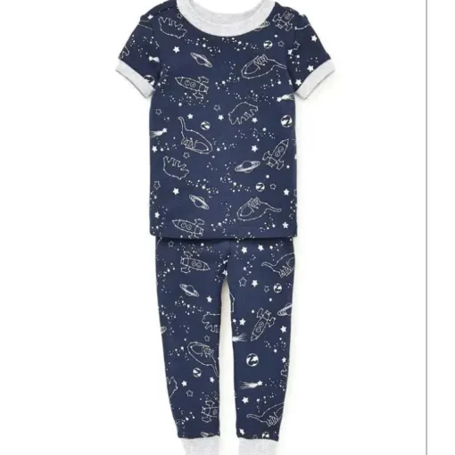 Little Me - Estrelas 4 peças de pijama de algodão, rosa multi